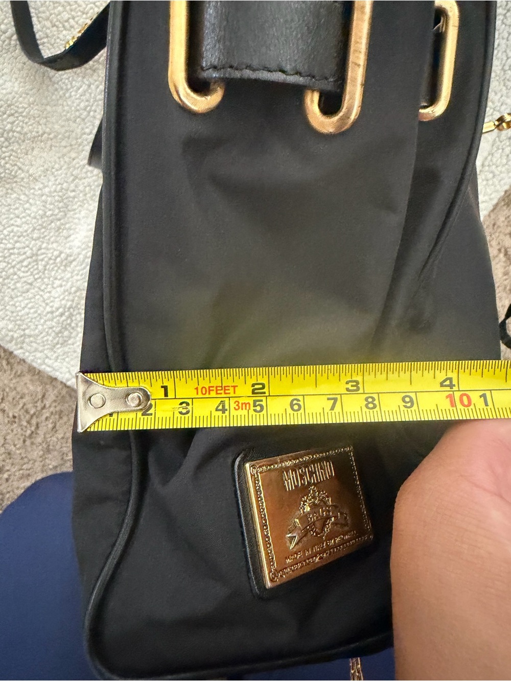 Moschino Black Nylon Satchel with Gold Hardware and Logo Strap - Picture 14 of 14